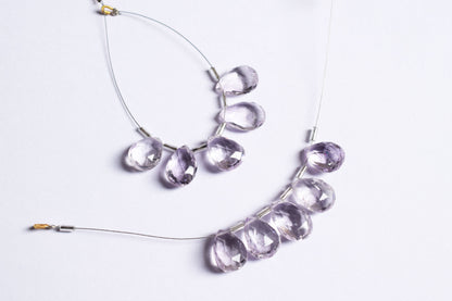 5 Pieces Pink Amethyst Faceted Pear Shape  Briolettes Beads Strand,Sold By Strand,11x13.50 - 11.50x16mm , 33042