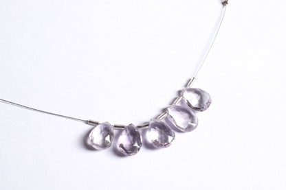 5 Pieces Pink Amethyst Faceted Pear Shape  Briolettes Beads Strand,Sold By Strand,11x13.50 - 11.50x16mm , 33042