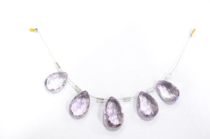 5 Pieces Pink Amethyst Faceted Pear Shape  Briolettes Beads Strand,Sold By Strand,12x18 - 14x25mm , c
