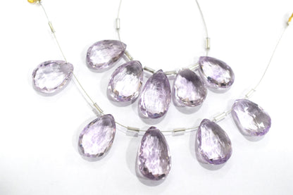 5 Pieces Pink Amethyst Faceted Pear Shape  Briolettes Beads Strand,Sold By Strand,12x18 - 14x25mm , c