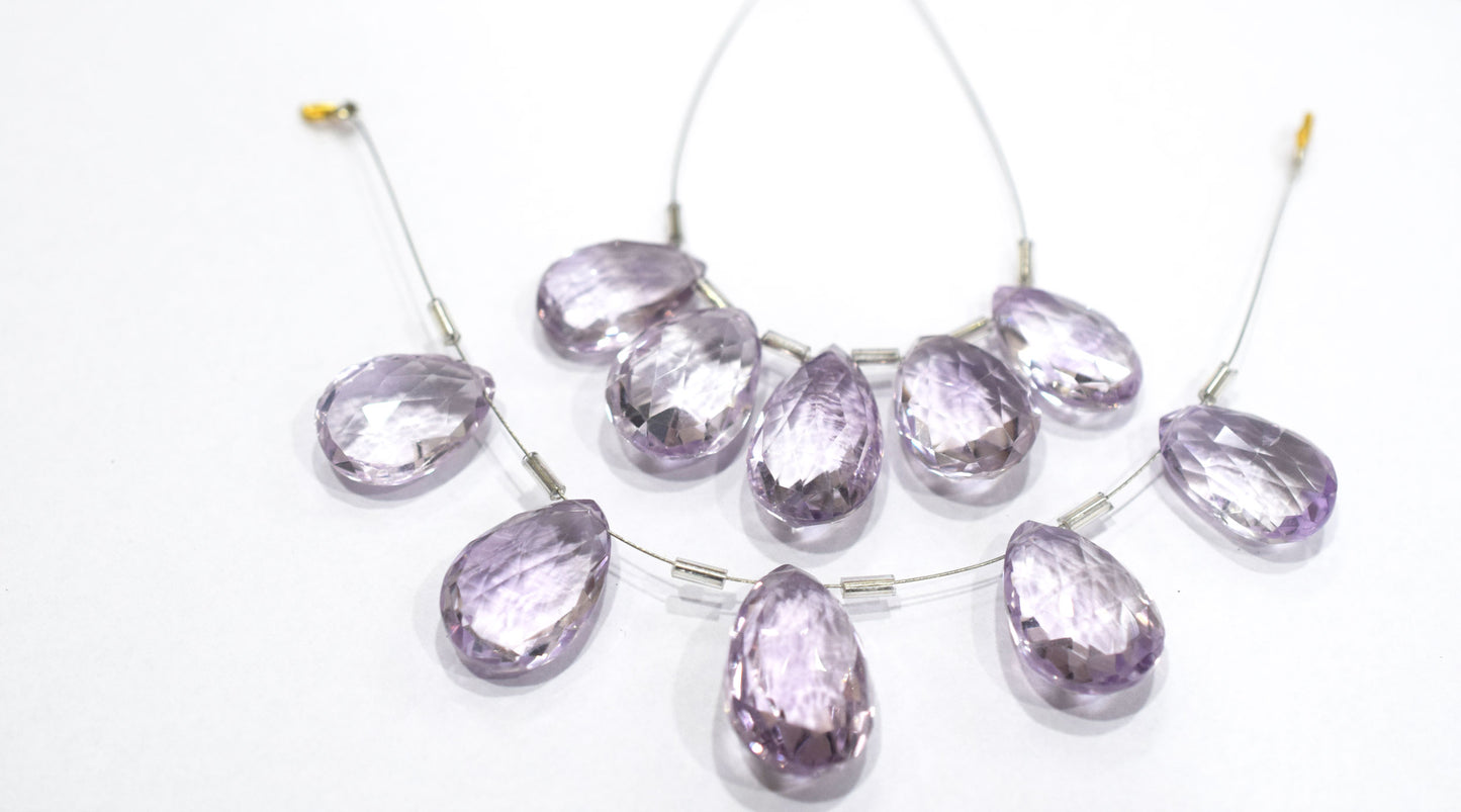 5 Pieces Pink Amethyst Faceted Pear Shape  Briolettes Beads Strand,Sold By Strand,12x18 - 14x25mm , c