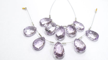 5 Pieces Pink Amethyst Faceted Pear Shape  Briolettes Beads Strand,Sold By Strand,12x18 - 14x25mm , c