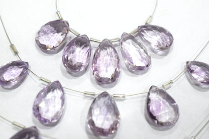 5 Pieces Pink Amethyst Faceted Pear Shape  Briolettes Beads Strand,Sold By Strand,10.50x15.50 - 13.50x21mm, 33044