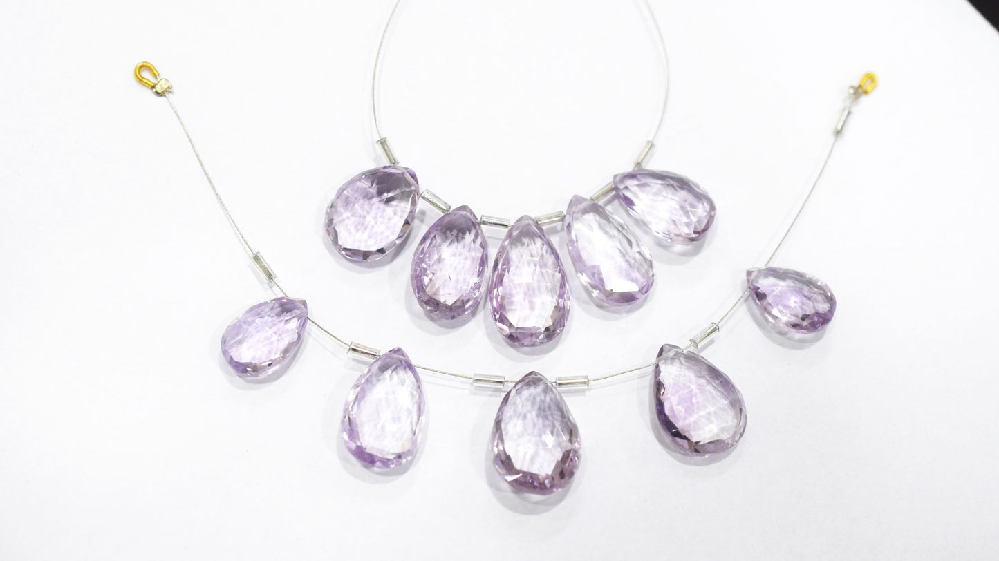 5 Pieces Pink Amethyst Faceted Pear Shape  Briolettes Beads Strand,Sold By Strand,10.50x15.50 - 13.50x21mm, 33044