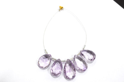 5 Pieces Pink Amethyst Faceted Pear Shape  Briolettes Beads Strand,Sold By Strand,10.50x15.50 - 13.50x21mm, 33044