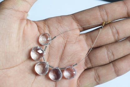 5 Pieces Pink Amethyst Faceted Heart Shape  Briolettes Beads Strand,Sold By Strand,10x10 - 13x13mm, 33045
