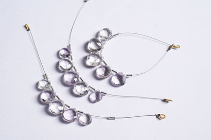 5 Pieces Pink Amethyst Faceted Heart Shape  Briolettes Beads Strand,Sold By Strand,10x10 - 13x13mm, 33045