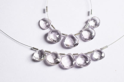 5 Pieces Pink Amethyst Faceted Heart Shape  Briolettes Beads Strand,Sold By Strand,11x11 - 13x13mm, 33046