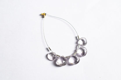 5 Pieces Pink Amethyst Faceted Heart Shape  Briolettes Beads Strand,Sold By Strand,11x11 - 13x13mm, 33046
