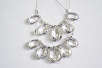 5 Pieces White Amethyst Faceted Pear Shape  Briolettes Beads Strand,Sold By Strand,9x13 - 12x29mm ,33047