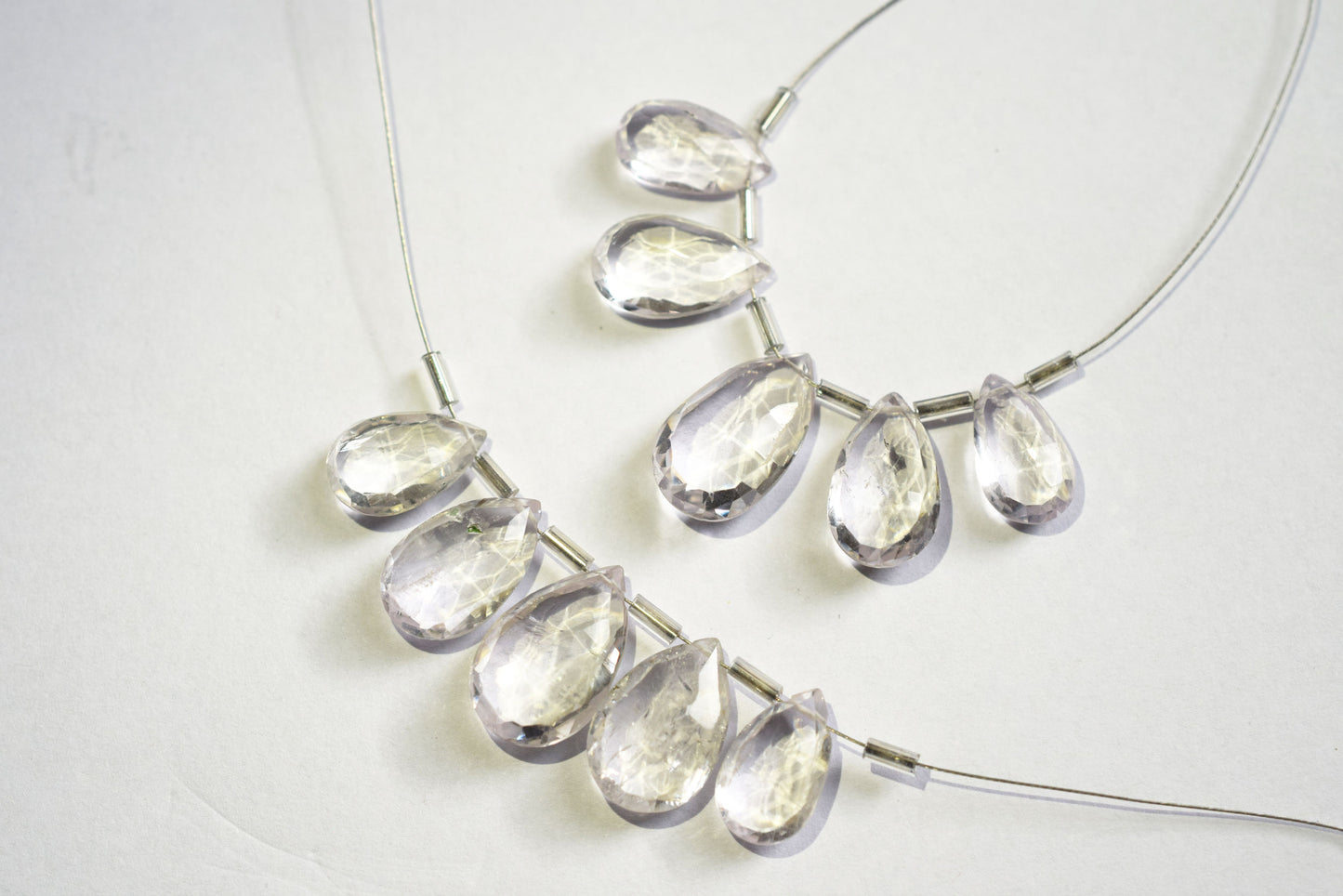 5 Pieces White Amethyst Faceted Pear Shape  Briolettes Beads Strand,Sold By Strand,9x13 - 12x29mm ,33047