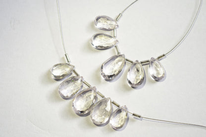 5 Pieces White Amethyst Faceted Pear Shape  Briolettes Beads Strand,Sold By Strand,9x13 - 12x29mm ,33047
