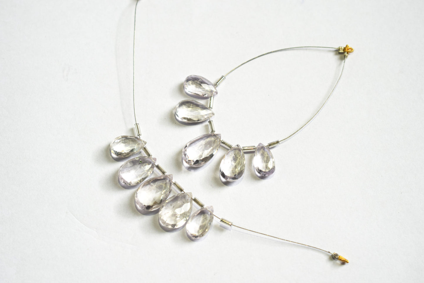 5 Pieces White Amethyst Faceted Pear Shape  Briolettes Beads Strand,Sold By Strand,9x13 - 12x29mm ,33047