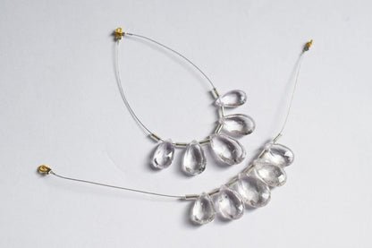 5 Pieces White Amethyst Faceted Pear Shape  Briolettes Beads Strand,Sold By Strand,9x13 - 12x29mm ,33047