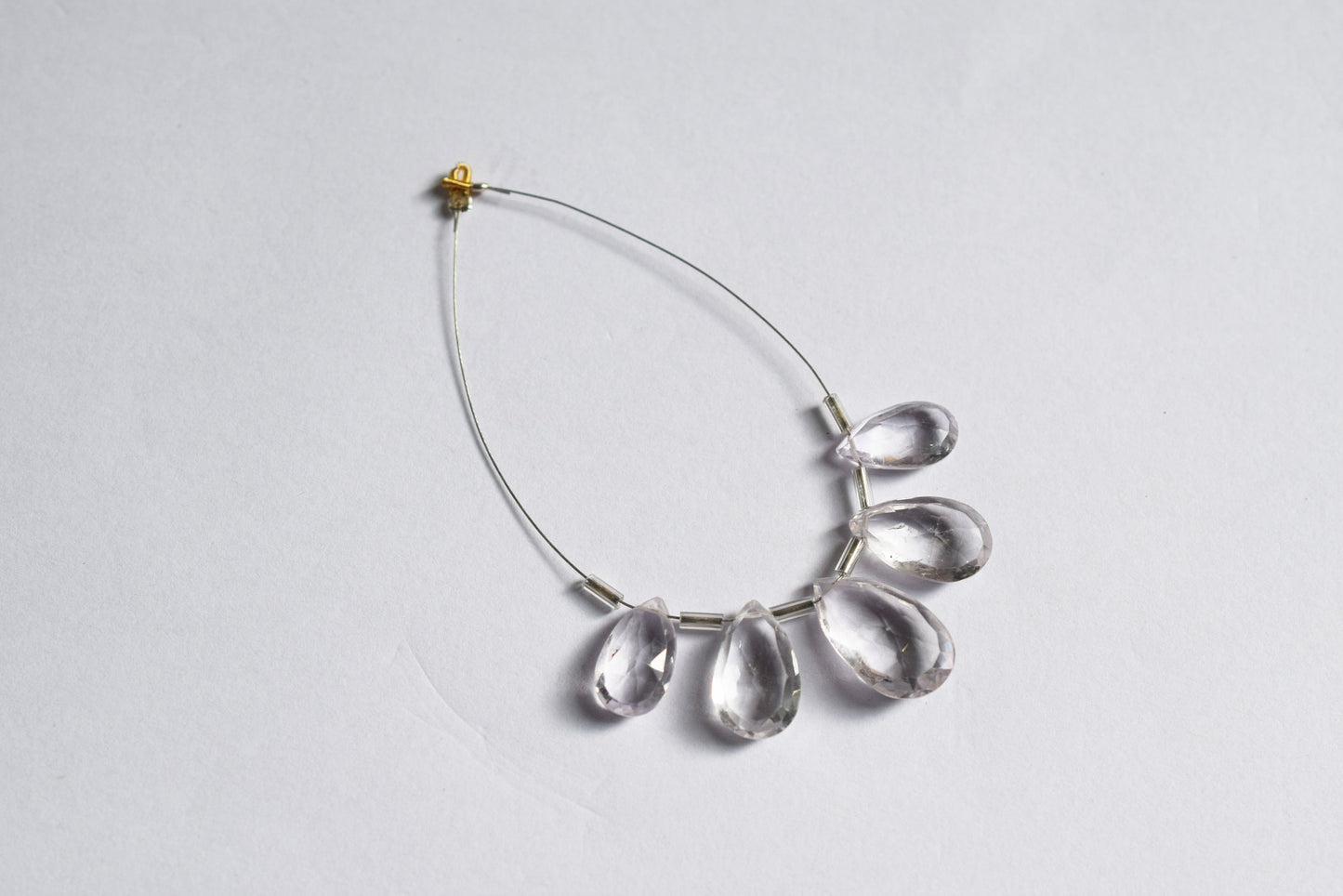 5 Pieces White Amethyst Faceted Pear Shape  Briolettes Beads Strand,Sold By Strand,9x13 - 12x29mm ,33047