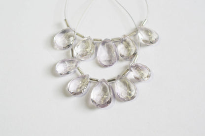 5 Pieces White Amethyst Faceted Pear Shape  Briolettes Beads Strand,Sold By Strand,10x15 - 12x17 mm ,33048