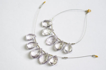 5 Pieces White Amethyst Faceted Pear Shape  Briolettes Beads Strand,Sold By Strand,10x15 - 12x17 mm ,33048