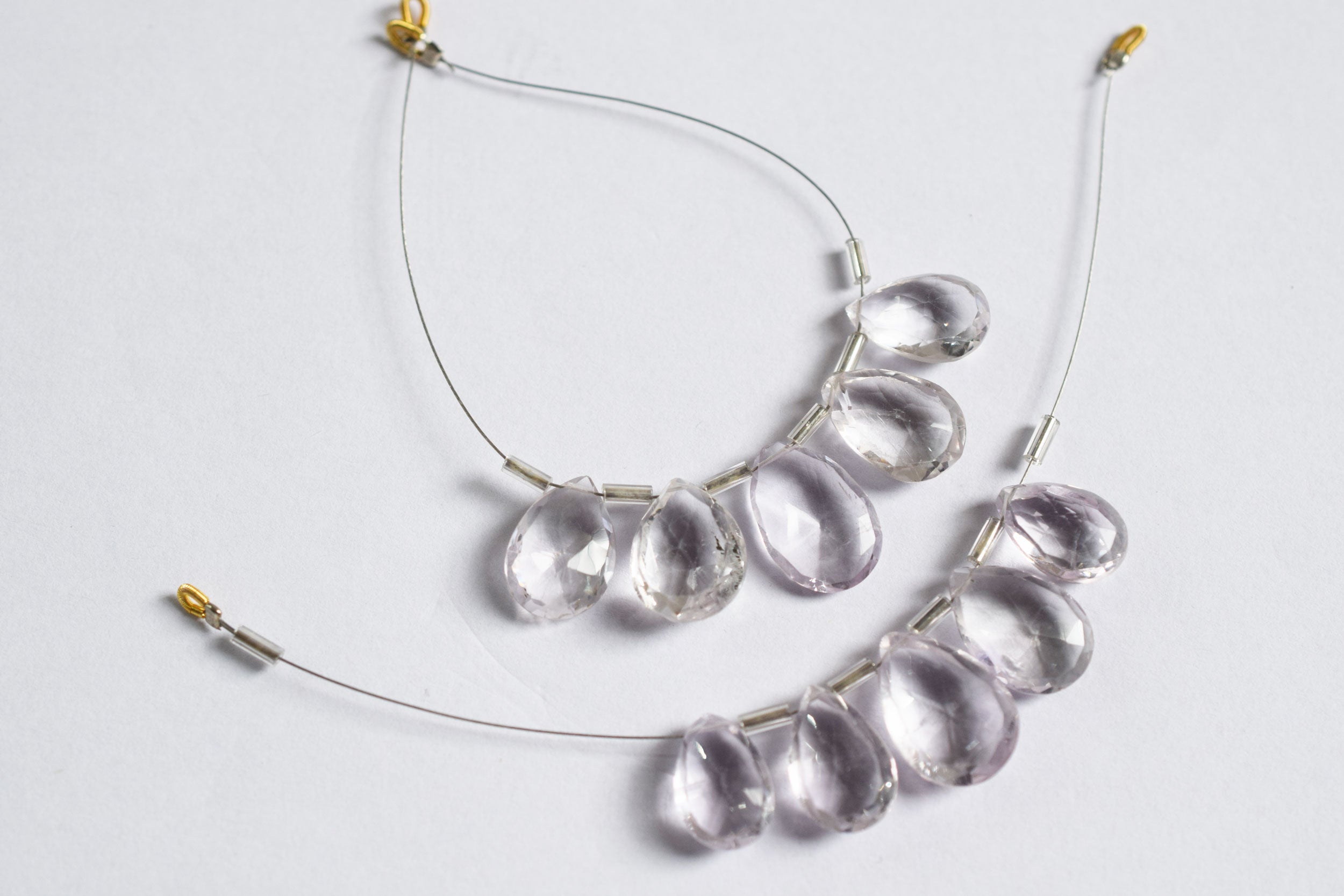 5 Pieces White Amethyst Faceted Pear Shape  Briolettes Beads Strand,Sold By Strand,10x15 - 12x17 mm ,33048