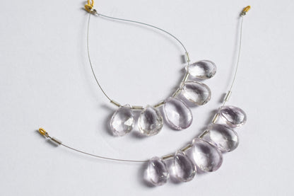 5 Pieces White Amethyst Faceted Pear Shape  Briolettes Beads Strand,Sold By Strand,10x15 - 12x17 mm ,33048