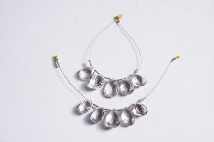5 Pieces White Amethyst Faceted Pear Shape  Briolettes Beads Strand,Sold By Strand,10x15 - 12x17 mm ,33048