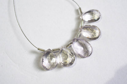 5 Pieces White Amethyst Faceted Pear Shape  Briolettes Beads Strand,Sold By Strand,10x15 - 12x17 mm ,33048