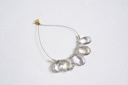 5 Pieces White Amethyst Faceted Pear Shape  Briolettes Beads Strand,Sold By Strand,10x15 - 12x17 mm ,33048