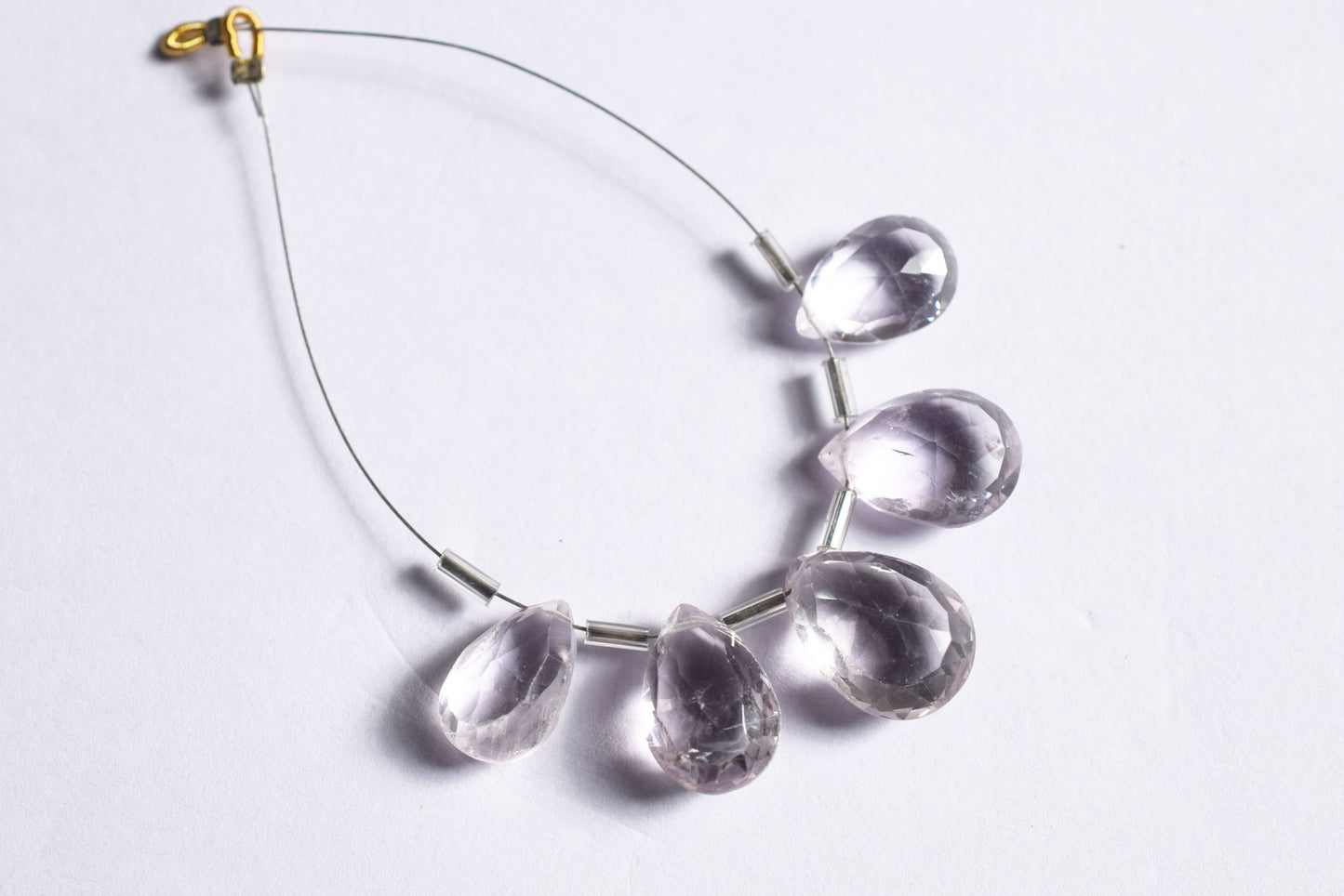 5 Pieces White Amethyst Faceted Pear Shape  Briolettes Beads Strand,Sold By Strand,10x13 - 11x18 mm ,33049