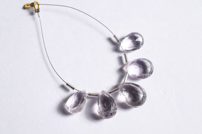 5 Pieces White Amethyst Faceted Pear Shape  Briolettes Beads Strand,Sold By Strand,10x13 - 11x18 mm ,33049