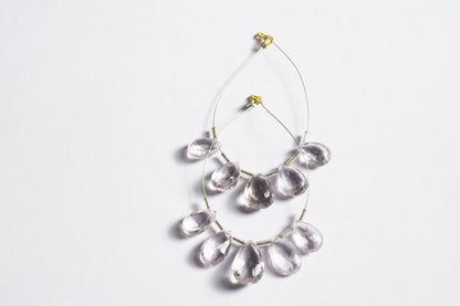 5 Pieces White Amethyst Faceted Pear Shape  Briolettes Beads Strand,Sold By Strand,10x13 - 11x18 mm ,33049