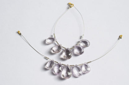 5 Pieces White Amethyst Faceted Pear Shape  Briolettes Beads Strand,Sold By Strand,10x13 - 11x18 mm ,33049