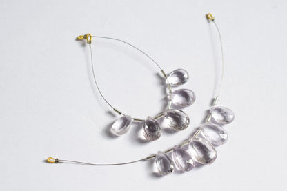 5 Pieces White Amethyst Faceted Pear Shape  Briolettes Beads Strand,Sold By Strand,10x13 - 11x18 mm ,33049