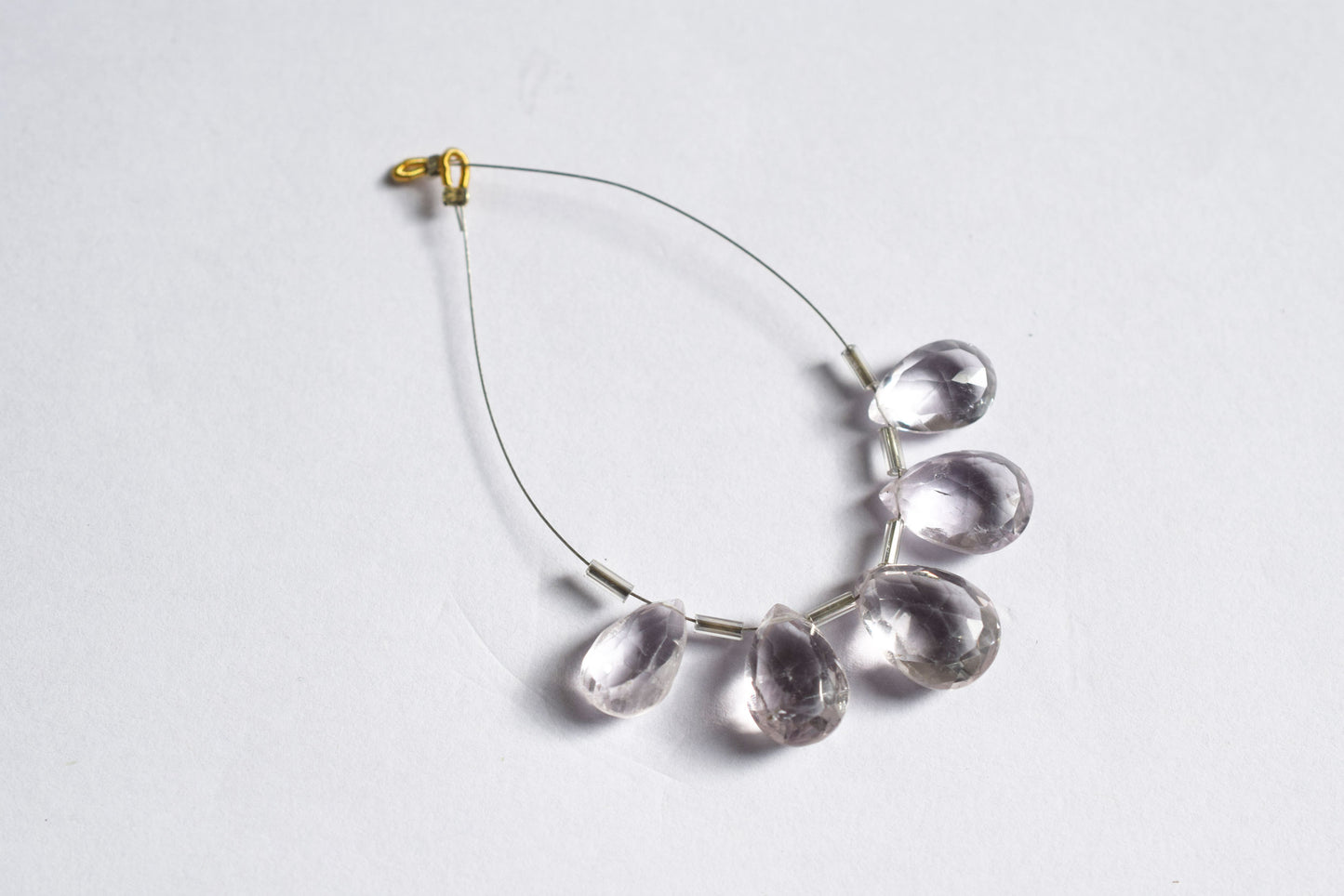 5 Pieces White Amethyst Faceted Pear Shape  Briolettes Beads Strand,Sold By Strand,10x13 - 11x18 mm ,33049