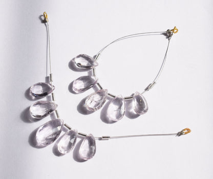 5 Pieces White Amethyst Faceted Pear Shape  Briolettes Beads Strand,Sold By Strand,10x14 - 12x18 mm ,33050