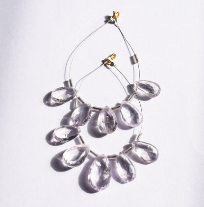5 Pieces White Amethyst Faceted Pear Shape  Briolettes Beads Strand,Sold By Strand,10x14 - 12x18 mm ,33050