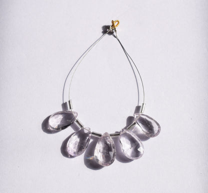 5 Pieces White Amethyst Faceted Pear Shape  Briolettes Beads Strand,Sold By Strand,10x14 - 12x18 mm ,33050