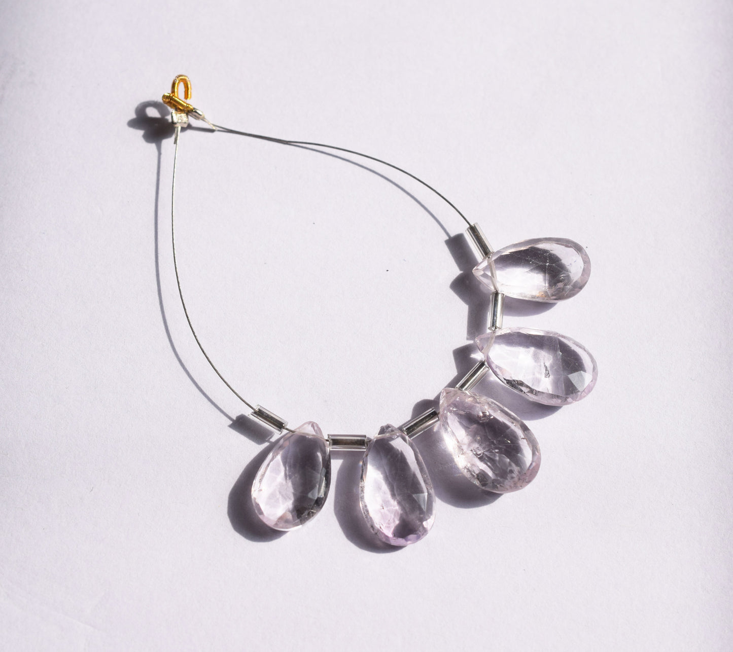 5 Pieces White Amethyst Faceted Pear Shape  Briolettes Beads Strand,Sold By Strand,10x14 - 12x18 mm ,33050