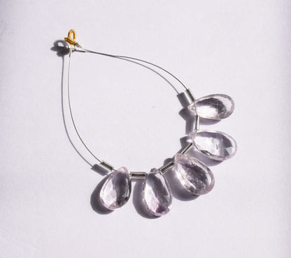 5 Pieces White Amethyst Faceted Pear Shape  Briolettes Beads Strand,Sold By Strand,10x14 - 12x18 mm ,33050