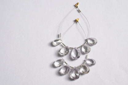 5 Pieces White Amethyst Faceted Pear Shape  Briolettes Beads Strand,Sold By Strand, 8x14 - 11x18 mm ,33051
