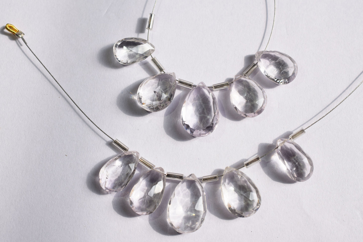 5 Pieces White Amethyst Faceted Pear Shape  Briolettes Beads Strand,Sold By Strand, 8x14 - 11x18 mm ,33051