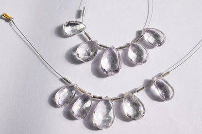 5 Pieces White Amethyst Faceted Pear Shape  Briolettes Beads Strand,Sold By Strand, 8x14 - 11x18 mm ,33051