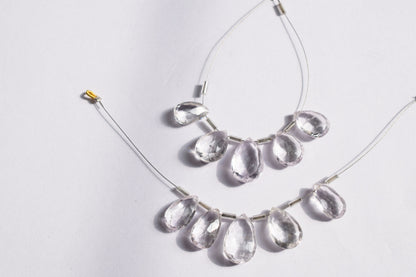 5 Pieces White Amethyst Faceted Pear Shape  Briolettes Beads Strand,Sold By Strand, 8x14 - 11x18 mm ,33051