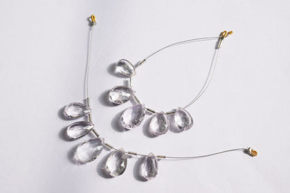 5 Pieces White Amethyst Faceted Pear Shape  Briolettes Beads Strand,Sold By Strand, 8x14 - 11x18 mm ,33051