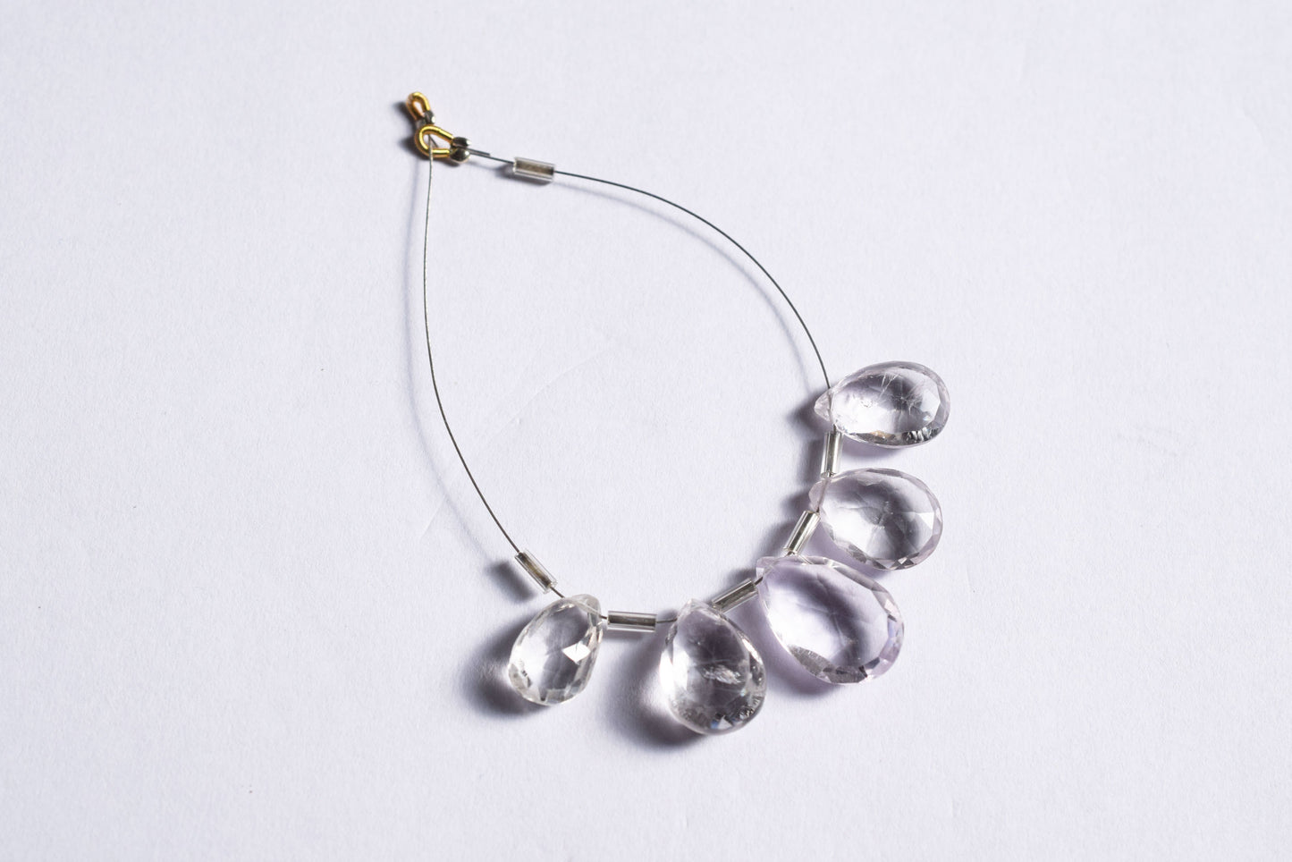 5 Pieces White Amethyst Faceted Pear Shape  Briolettes Beads Strand,Sold By Strand, 8x14 - 11x18 mm ,33051