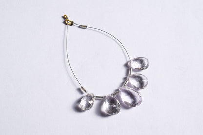 5 Pieces White Amethyst Faceted Pear Shape  Briolettes Beads Strand,Sold By Strand, 8x14 - 11x18 mm ,33051