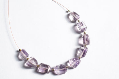Pink Amethyst Faceted Laser Cut Nuggets Beads Strand,Sold By Strand,9x11 - 9x12mm, 33052