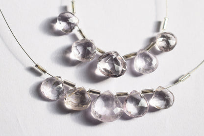 5 Pieces Pink Amethyst Faceted Heart Shape  Briolettes Beads Strand,Sold By Strand,9x9 - 12x12 mm ,33055