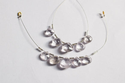 5 Pieces Pink Amethyst Faceted Heart Shape  Briolettes Beads Strand,Sold By Strand,9x9 - 12x12 mm ,33055