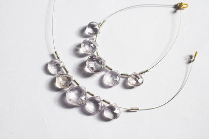 5 Pieces Pink Amethyst Faceted Heart Shape  Briolettes Beads Strand,Sold By Strand,9x9 - 12x12 mm ,33055