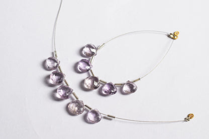 5 Pieces Pink Amethyst Faceted Heart Shape  Briolettes Beads Strand,Sold By Strand,9x9 - 10x10 mm ,33056