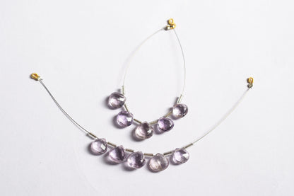 5 Pieces Pink Amethyst Faceted Heart Shape  Briolettes Beads Strand,Sold By Strand,9x9 - 10x10 mm ,33056